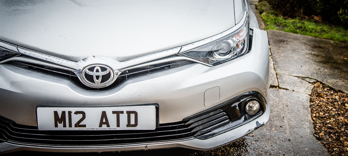 Toyota Auris front bumper - Before, front view Attention to Detail mobile smart bumper repairs image by Ian Skelton Photography