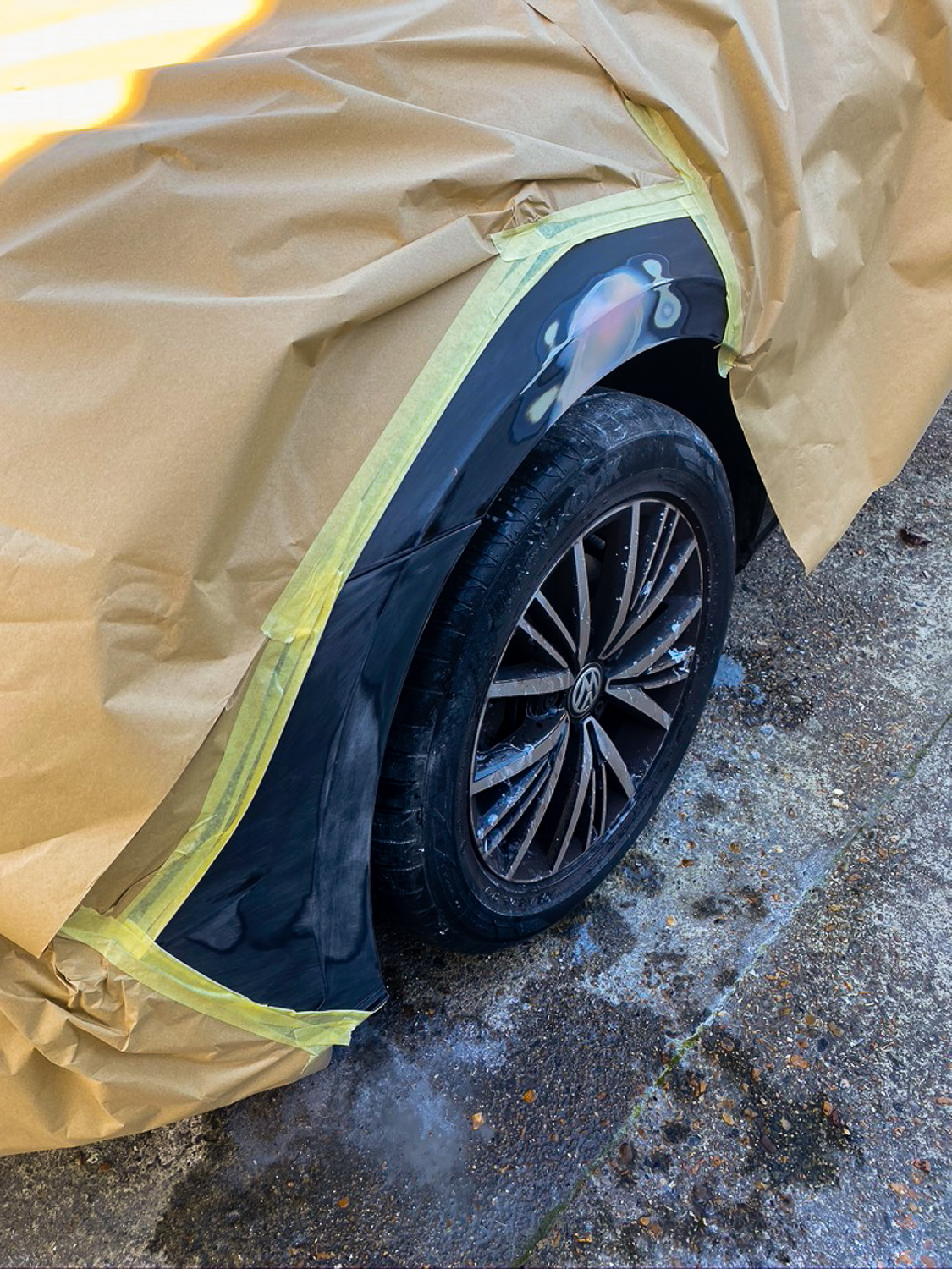 Front wing & plastic bumper damaged in the car park